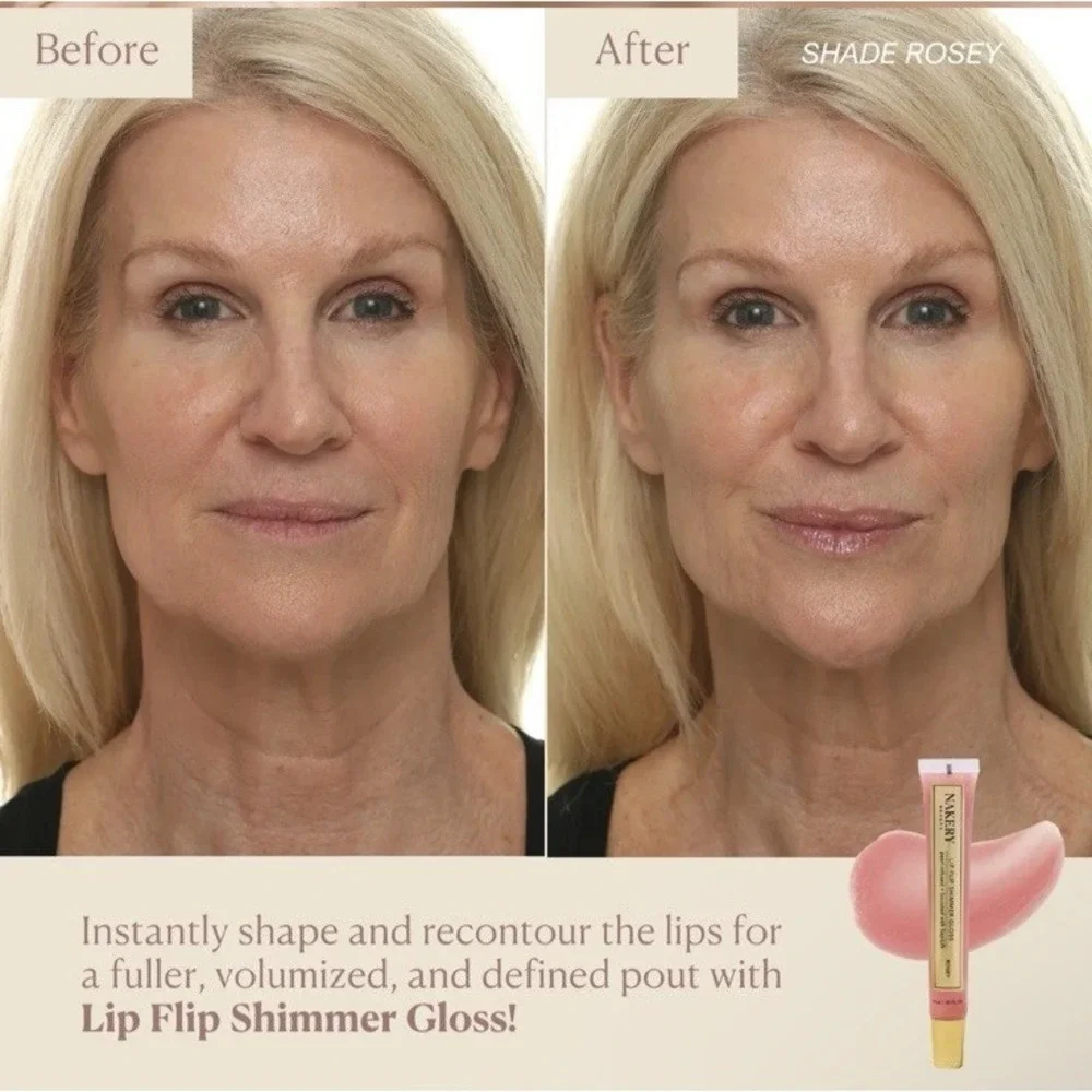 Nakery Lip Flip Shimmer Gloss  .50 oz ROSEY Volumizing‎ Plumper